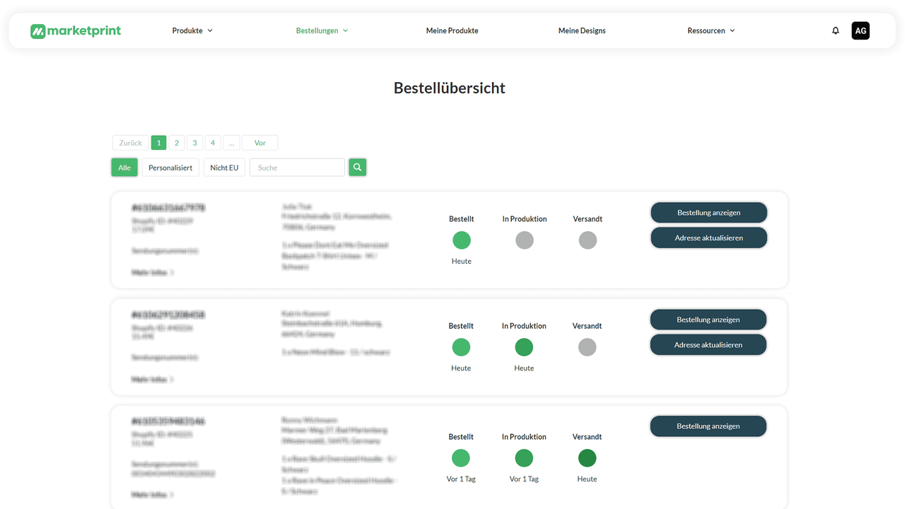 Bestellungen verwalten